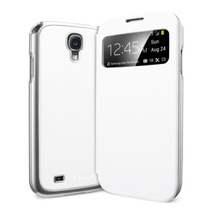 View Cover Samsung Galaxy S4 Spigen Ultra Flip - Blanche métallique