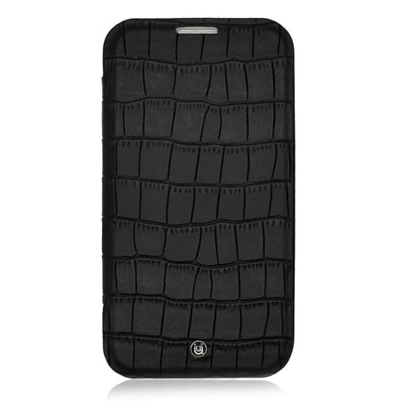Uunique Croc Leather Folio Case for Samsung Galaxy S4 - Black
