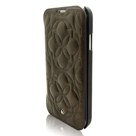Uunique Quilted Leather Folio Case for Samsung Galaxy S4 - Bronze