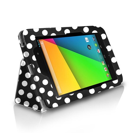 Adarga Google Nexus 7 2013 Stand and Type Case - Black Polka