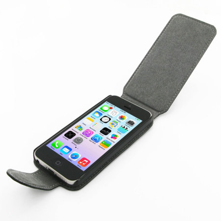 Ultra Thin Leather Flip Case for Apple iPhone 5C - Black