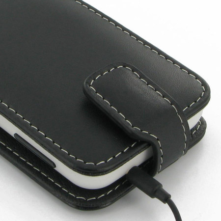 Pdair Leather Top Flip Case for Nokia Lumia 620 - Black