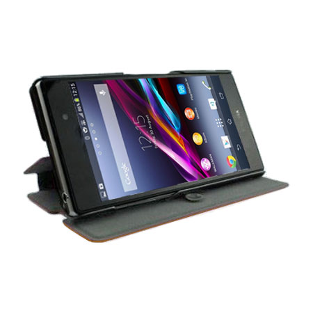 Book Flip and Stand Case for Sony Xperia Z1 - Brown
