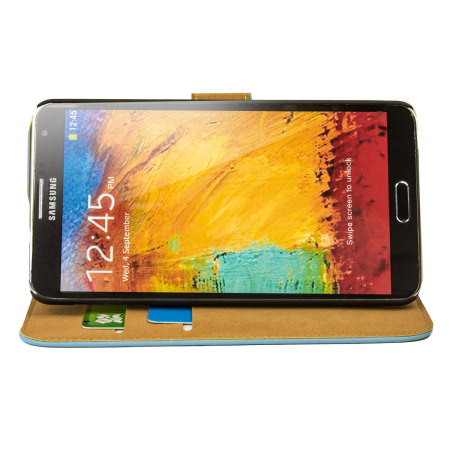 Leather Style Wallet Case voor Samsung Galaxy Note 3 - Blauw