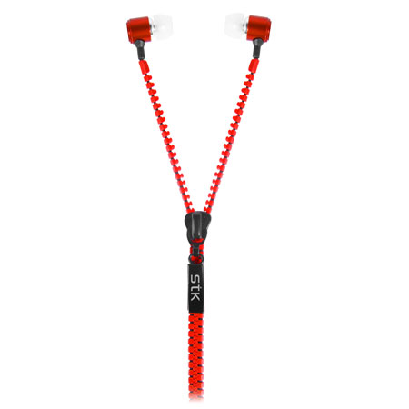 STK Zippit 3.5mm Anti-Tangle Earphones and Hands-free Microphone-Red