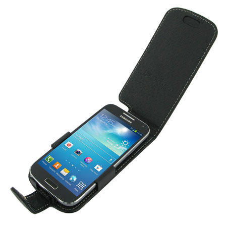  PDair Leren Flip and Slide Case for Samsung Galaxy S4 Mini - Zwart