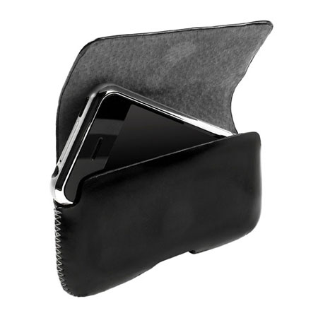 Krusell Hector Medium Wide Leather Pouch Case - Black