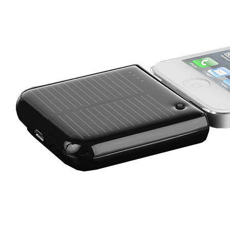 Solar Power Portable Battery Charger 1800mAh for Apple Devices - Black