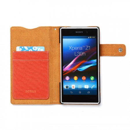 Zenus Cambridge Diary Stand Case for Sony  Xperia Z1 - Orange