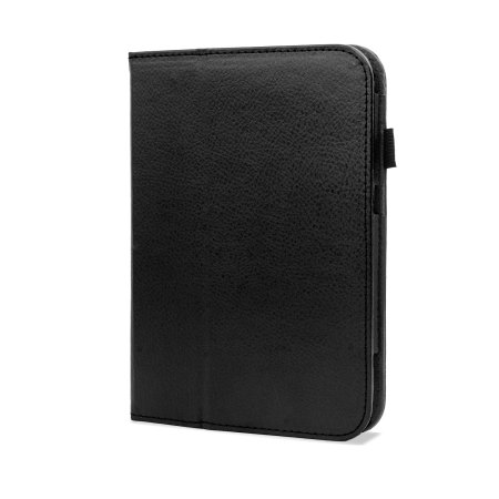 Folio Leather Style Stand Case and Hand Grip for Tesco Hudl - Black