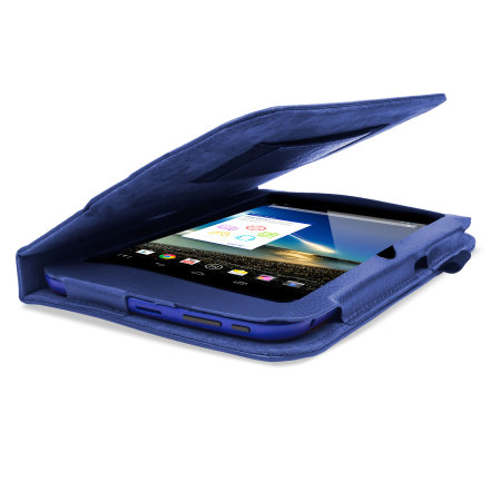 Folio Leather Style Stand Case and Hand Grip for Tesco Hudl - Blue