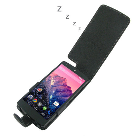 PDair Leather Sleep/Wake Flip Case for Nexus 5 - Black
