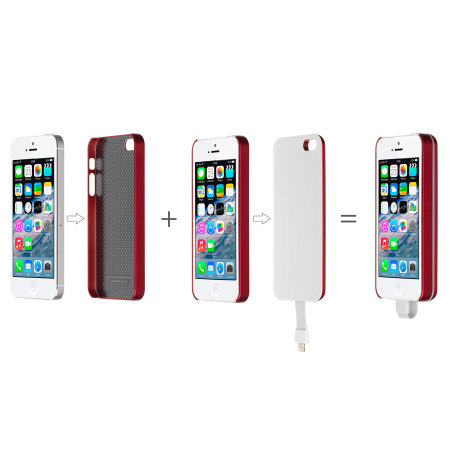 Kit de funda con batería magnética para el iPhone 5S / 5 - Rojo