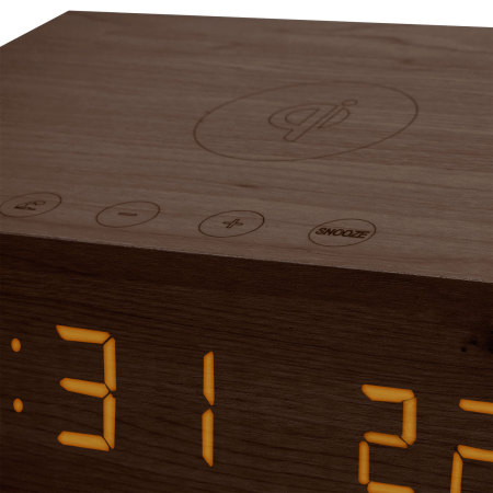 Olixar Qi-Tone Alarm Clock Bluetooth Qi Charging Speaker - Dark Wood