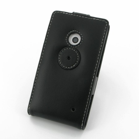 Pdair Leather Nokia Lumia 525 / 520 Top Flip Case - Black