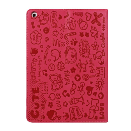 Cartoon Magic Girl Case with Stand for iPad Air - Hot Pink