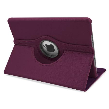 Rotating Leather Style Stand Case for iPad Air - Purple