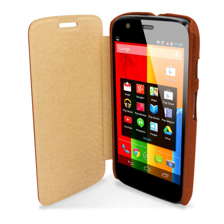 Legende George Eliot spanning Pudini Leather Style Flip Case for Moto G - Brown