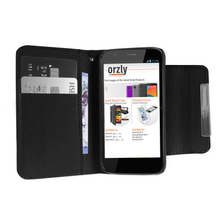 Orzly Leather Style Wallet Case for Moto G - Black