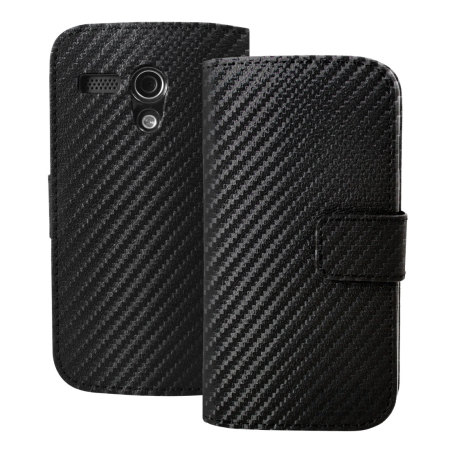 Orzly Multi-Function Wallet Case for Moto G - Carbon Fibre