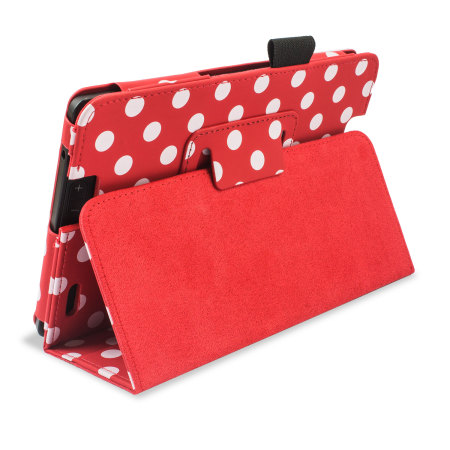 Stand and Type Case Kindle Fire HD 2013 Tasche Red Polka