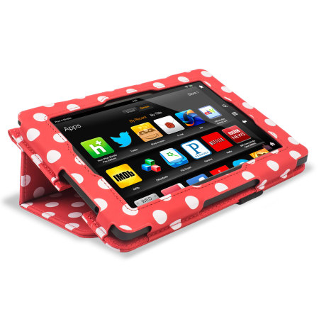 Stand and Type Case Kindle Fire HD 2013 Tasche Red Polka