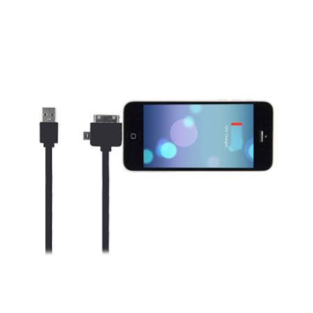STK 3 In 1 Data and Charging Cable with 8Pin Connector - Black
