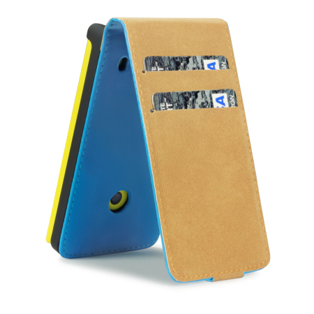 Adarga Leather Style Flip Case voor Nokia Lumia 525 / 520 - Neon Blauw