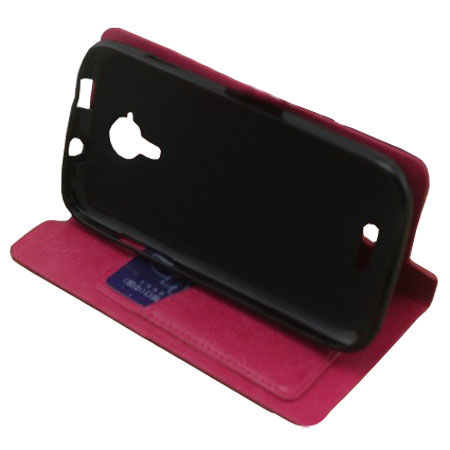 Encase Stand and Type Folio Case for Wiko Cink Five - Pink