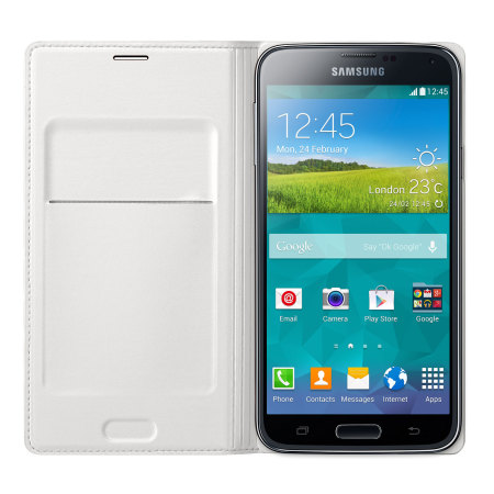 Official Samsung Galaxy S5 Flip Wallet Cover - White