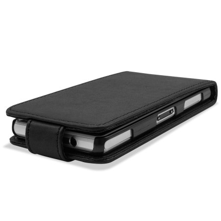 Qubits Faux Leather Flip Case for Sony Xperia Z1 Compact - Black