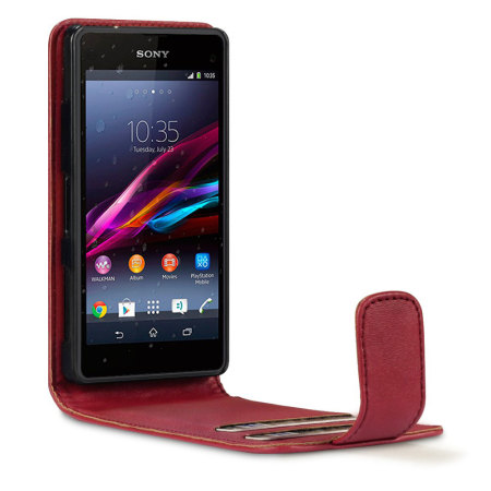 Qubits Faux Leather Flip Case for Sony Xperia Z1 Compact -Red