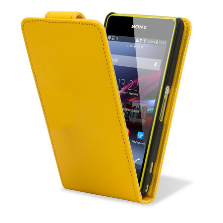 Qubits Faux Leather Flip Case for Sony Xperia Z1 Compact - Yellow