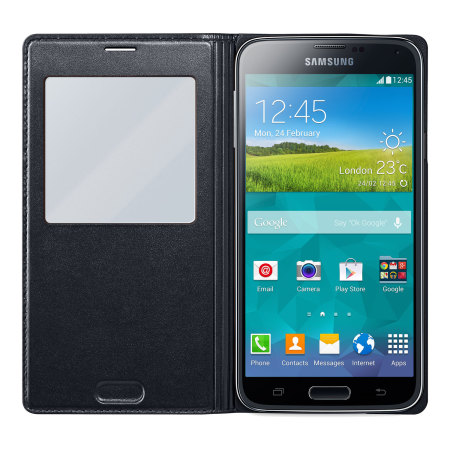 Original Samsung Galaxy S5 S View Cover mit Qi Ladefunktion in Schwarz
