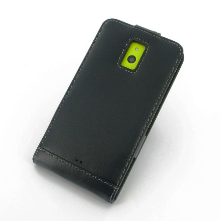 Pdair Leather Top Flip Case for Nokia Lumia 1320 - Black