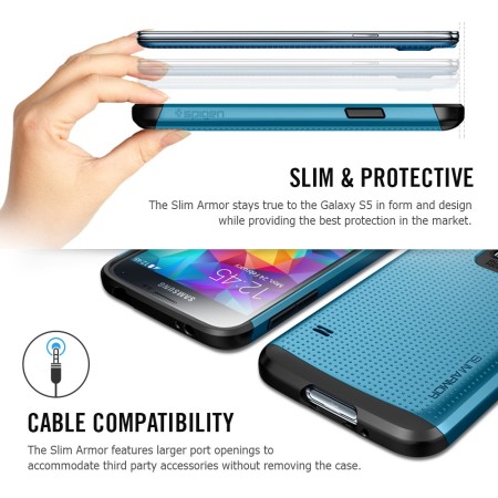 Spigen SGP Slim Armor Samsung Galaxy S5 Deksel - Blå