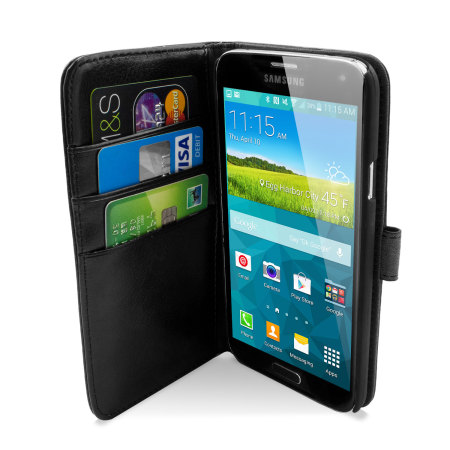 Wallet Stand Case for Samsung Galaxy S5 - Black