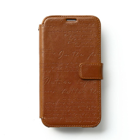 Zenus Lettering Diary Case for Samsung Galaxy S5 - Brown