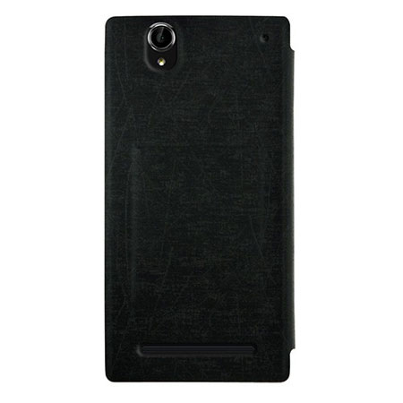 Metal-Slim Sony Xperia T2 Ultra Leather-Style Case with Stand - Black