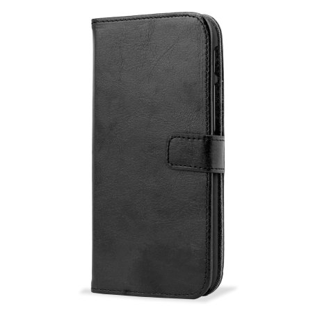 Adarga Leather Style Wallet Case for HTC One M8 W/ Clasp - Black