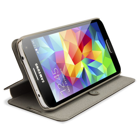 Pudini Samsung Galaxy S5 Flip und Stand Hülle in Schwarz