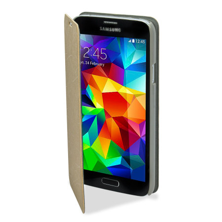 Pudini Samsung Galaxy S5 Flip und Stand Hülle in Gold