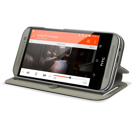 Pudini Flip und Stand Hülle für HTC One M8 2014 in Schwarz