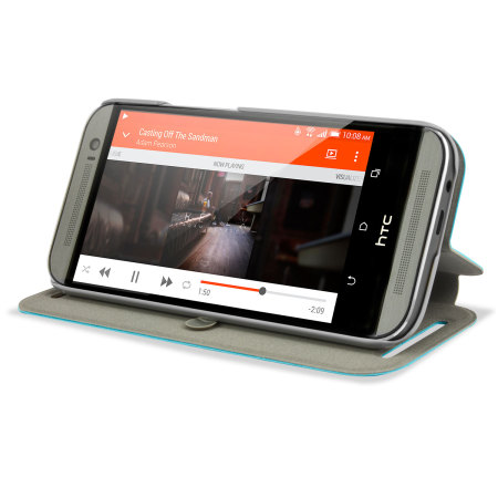 Pudini Flip und Stand Hülle für HTC One M8 2014 in Blau