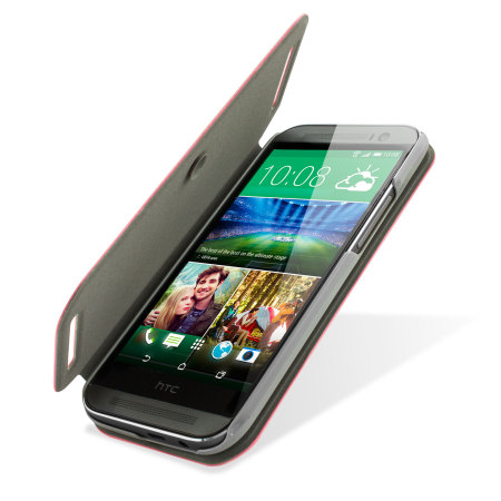 Pudini Flip und Stand Hülle für HTC One M8 2014 in Pink