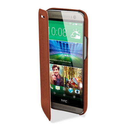 Pudini HTC One M8 Leather-Style Flip Case - Brown