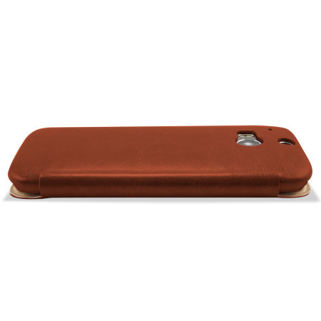 Pudini HTC One M8 Leather-Style Flip Case - Brown