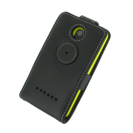 Pdair Leather Flip Nokia Asha 210 Case - Black