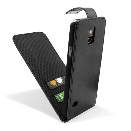 Adarga Leather-Style Galaxy S5 Wallet Flip Case - Black