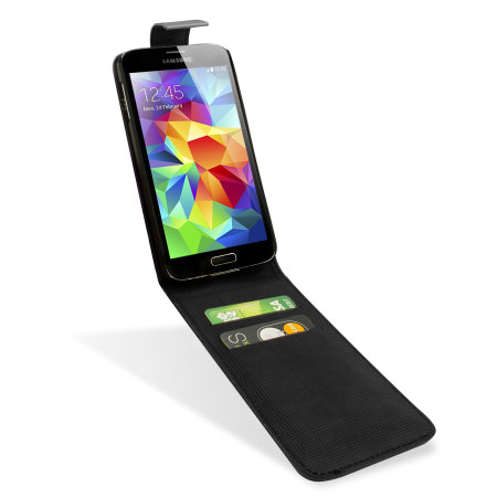 Adarga Leren Stijl Wallet Flip Case voor Samsung Galaxy S5- Zwart